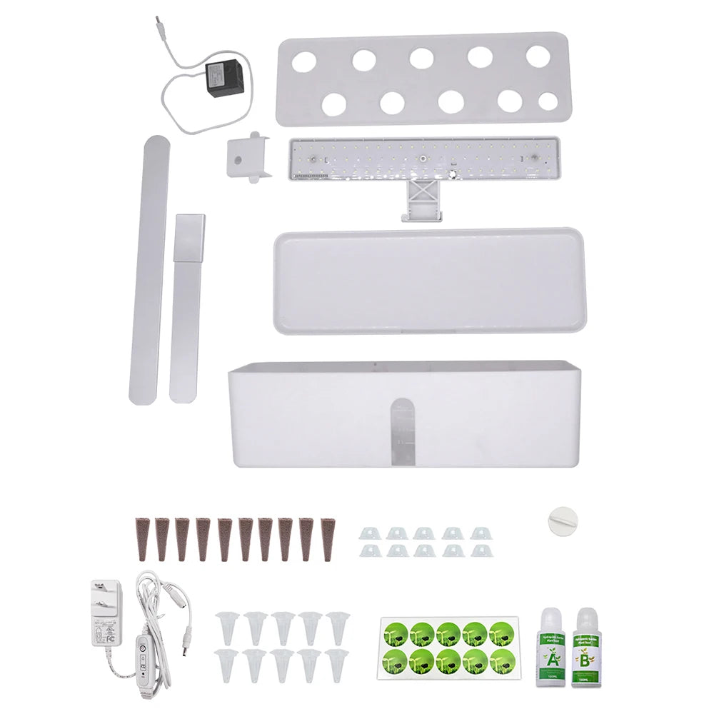 Smart Hydroponics Growing System Kit Automatic Timing with Height Adjustable 15W LED Grow Lights 2L Water Tank for Indoor Garden