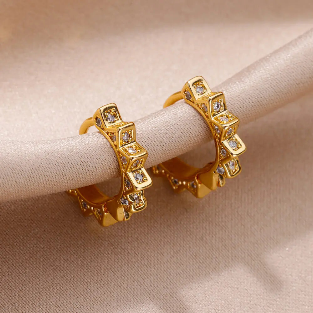 Triangle Zircon Hoop Earrings For Women Stainless Steel Earring Luxury New in Design Wedding 2023 Trending Jewelry aretes mujer