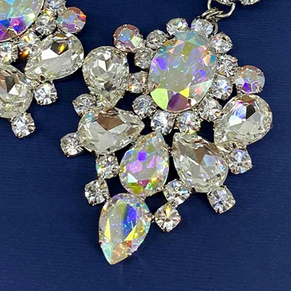 Stonefans Geometry Rhinestone Water Drop Earrings Large for Women 2023 Trending Statement Crystal Stud Earrings Piercing Jewelry