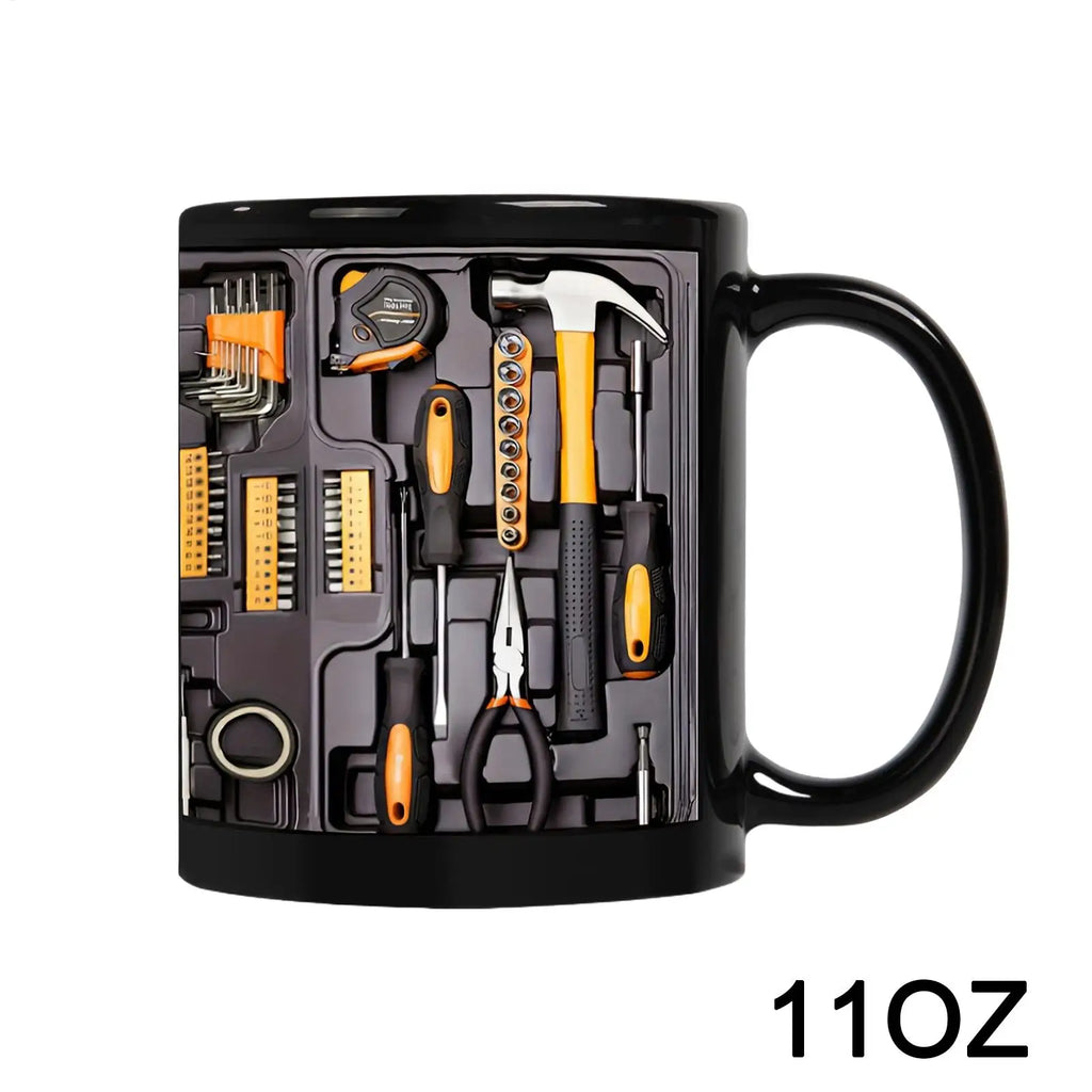 Funny Coffee Mug Toolbox Design Wrench Pattern Mechanic Water Cup Ceramic Sturdy Mechanic Mug Auto/Car Mechanic Gift