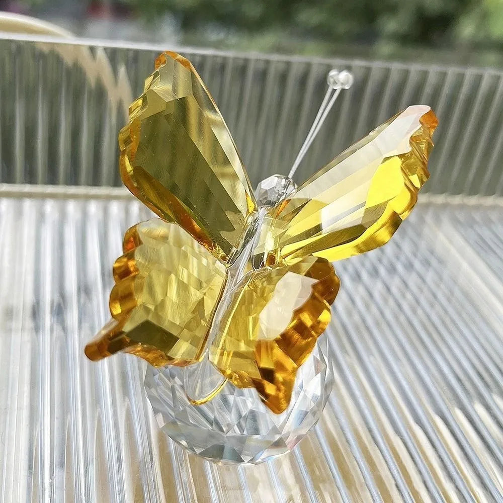 Creative White Crystal Crystal Butterfly Cute Handmade Miniature Figurines Glass Art Vivid Butterfly Ornament Home Decoration