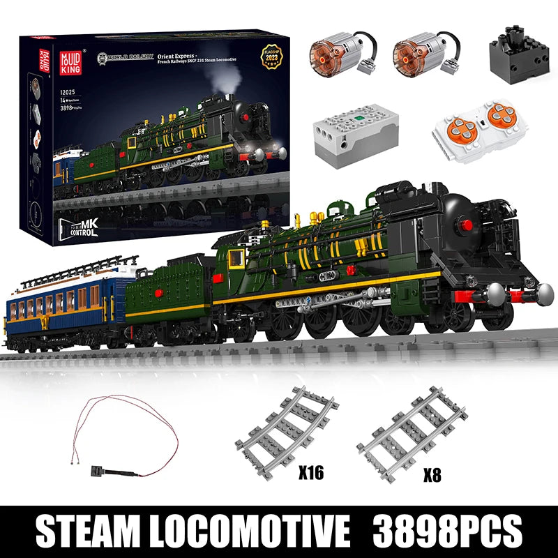 Mould King 12025 Technical Train Toys The Motorized French Railways SNCF 231 Steam Locomotive Building Block Kids Christmas Gift