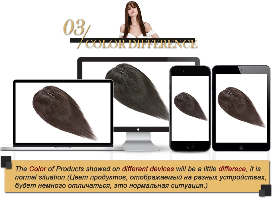 100% Human Hair Topper Invisable Straight Hair Pads Clip In One Piece 2Clips Increase Hair volume Hair Extensions Top Side Cover