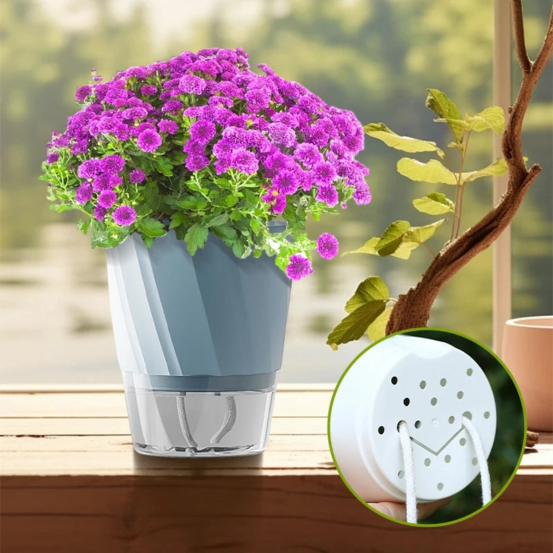 Lazy Self Watering Planter Pots Double Layer Hydroponic Flower Pot Succulent Potted Planters Bonsai Pot Home Office Garden Decor