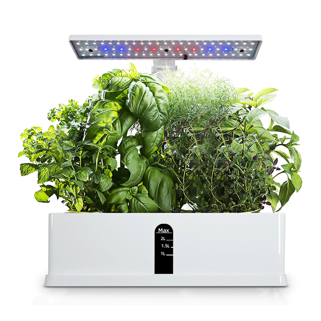 Smart Hydroponics Growing System Kit Automatic Timing with Height Adjustable 15W LED Grow Lights 2L Water Tank for Indoor Garden