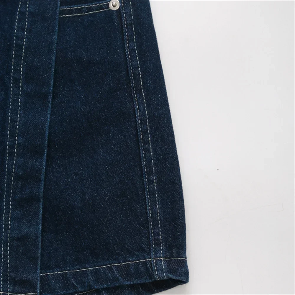 Summer New Women's Fashion Temperament Casual Versatile V-neck Short Denim Shirt Double Breasted Denim Skirt Suits Outfits