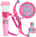 JOYFY Kids Bow and Arrow Set LED Light Up Archery Toy With 9 Suction Cup Arrows Target for Kid Ages 6-12 Outdoor Play Gift