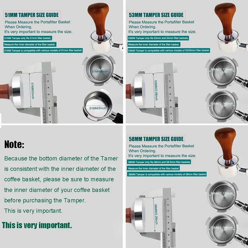 Coffee Powder Press 51/53/58mm High-Quality Wooden Handle with Solid Metal Base  for  Concentrated  Espresso  Durable  Kitchen