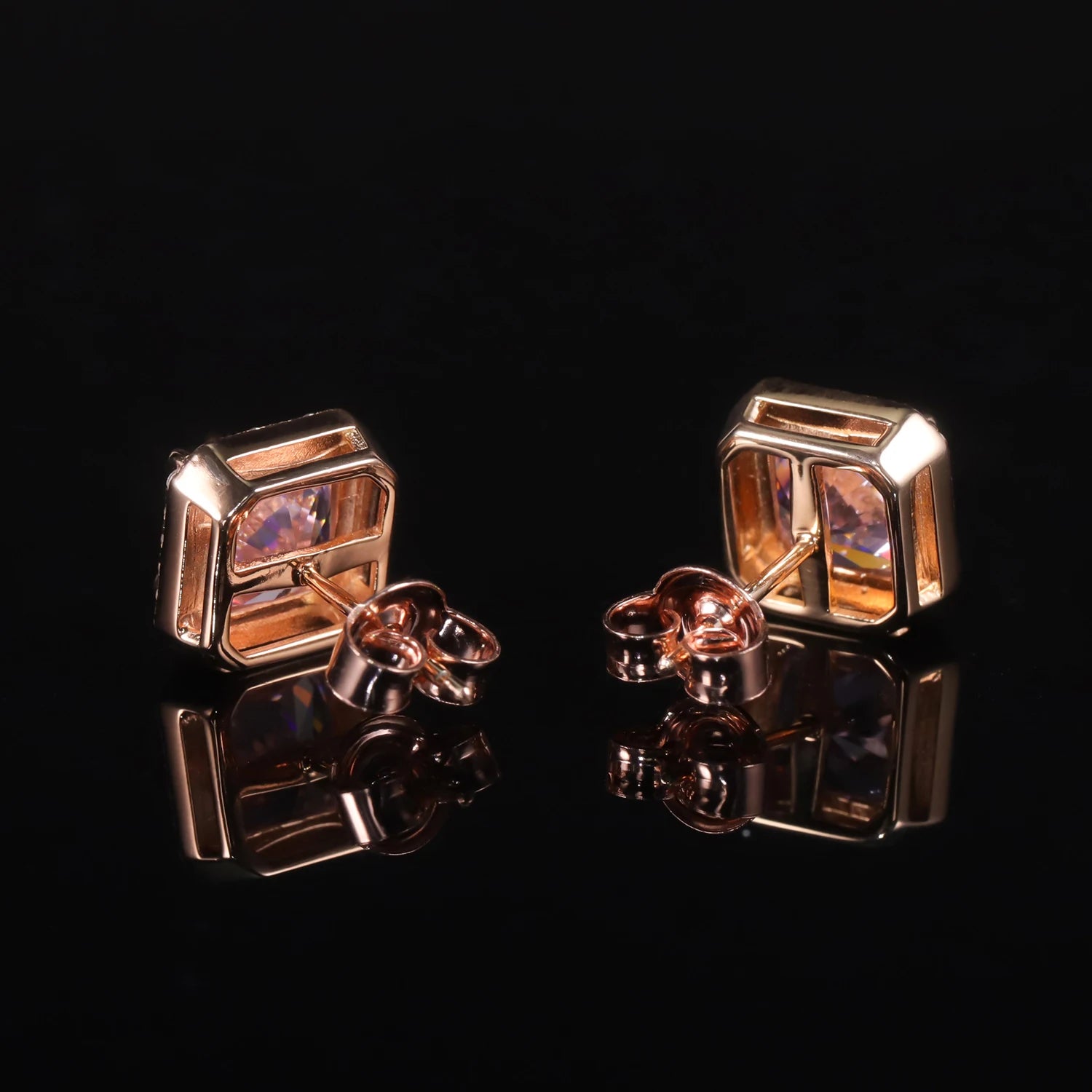 GEM'S BALLET 925 Sterling Silver Luxury Jewelry Women's Earrings Diamond-fire CZ- Diamond Pink  Halo Stud Earrings Gift For Her