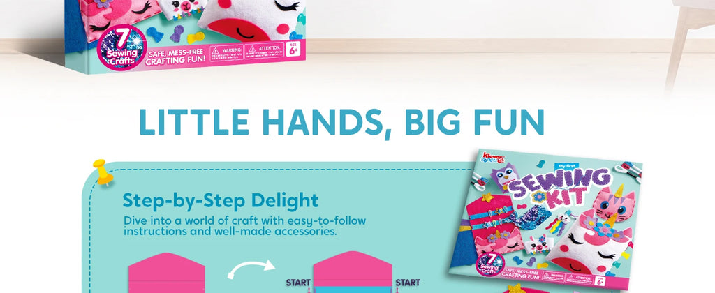 JOYFY 7 Sewing Projects My First Kids Sewing Kit- Easy DIY Arts and Crafts for Girl Birthday Chirstmas Gifts Unicorn and Mermaid