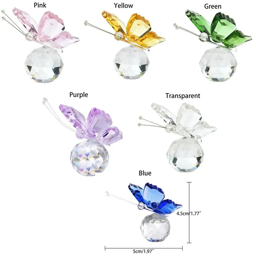 Creative White Crystal Crystal Butterfly Cute Handmade Miniature Figurines Glass Art Vivid Butterfly Ornament Home Decoration