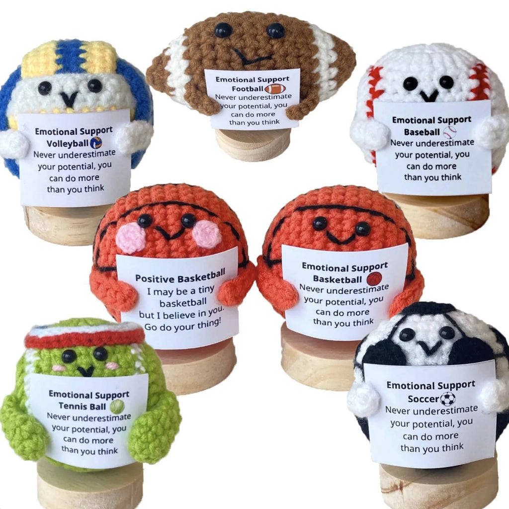 Crochet Ball Emotional Support Positive Crochet Doll Funny Gifts for Boyfriends Emotional Support Kintted Doll