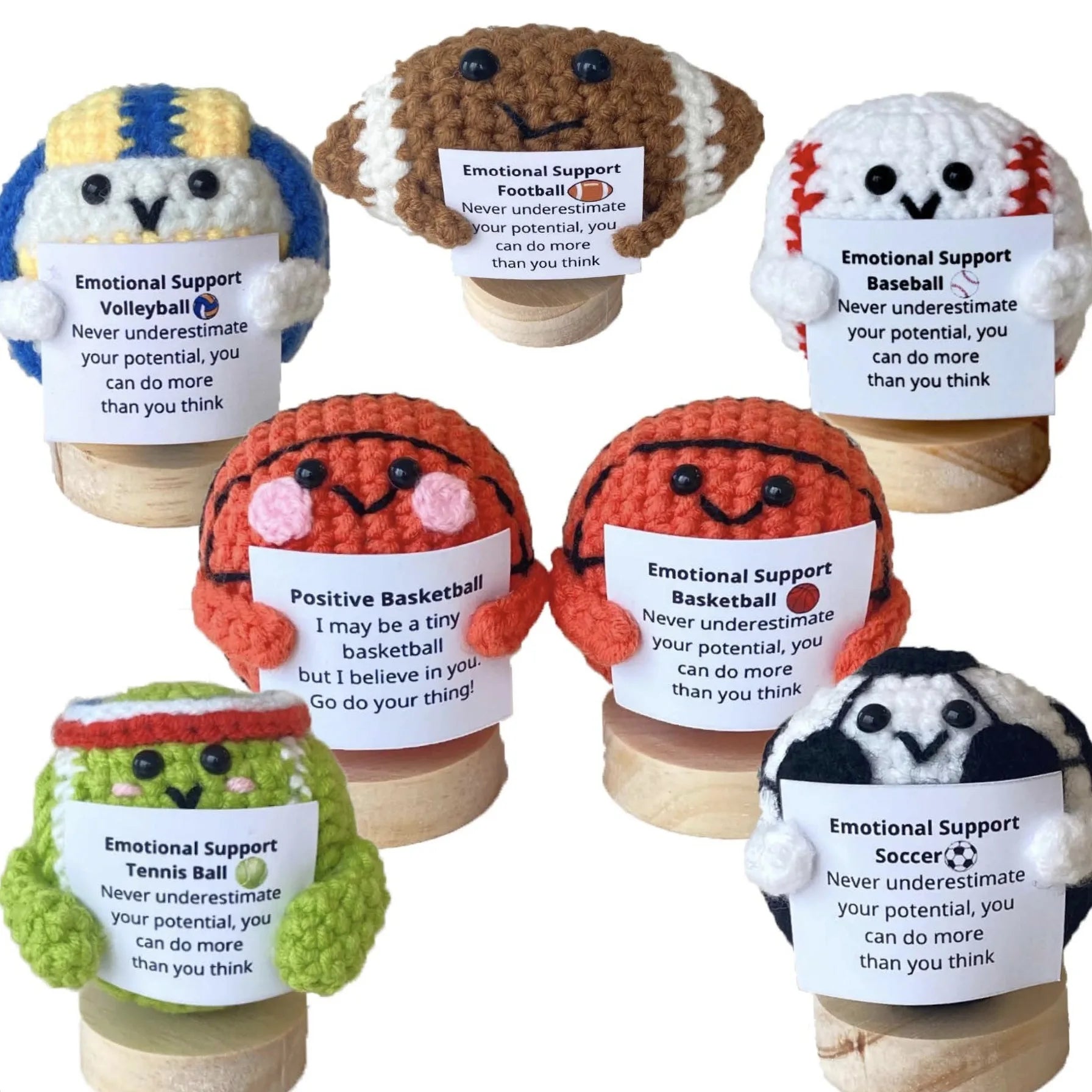 Crochet Ball Emotional Support Positive Crochet Doll Funny Gifts for Boyfriends Emotional Support Kintted Doll
