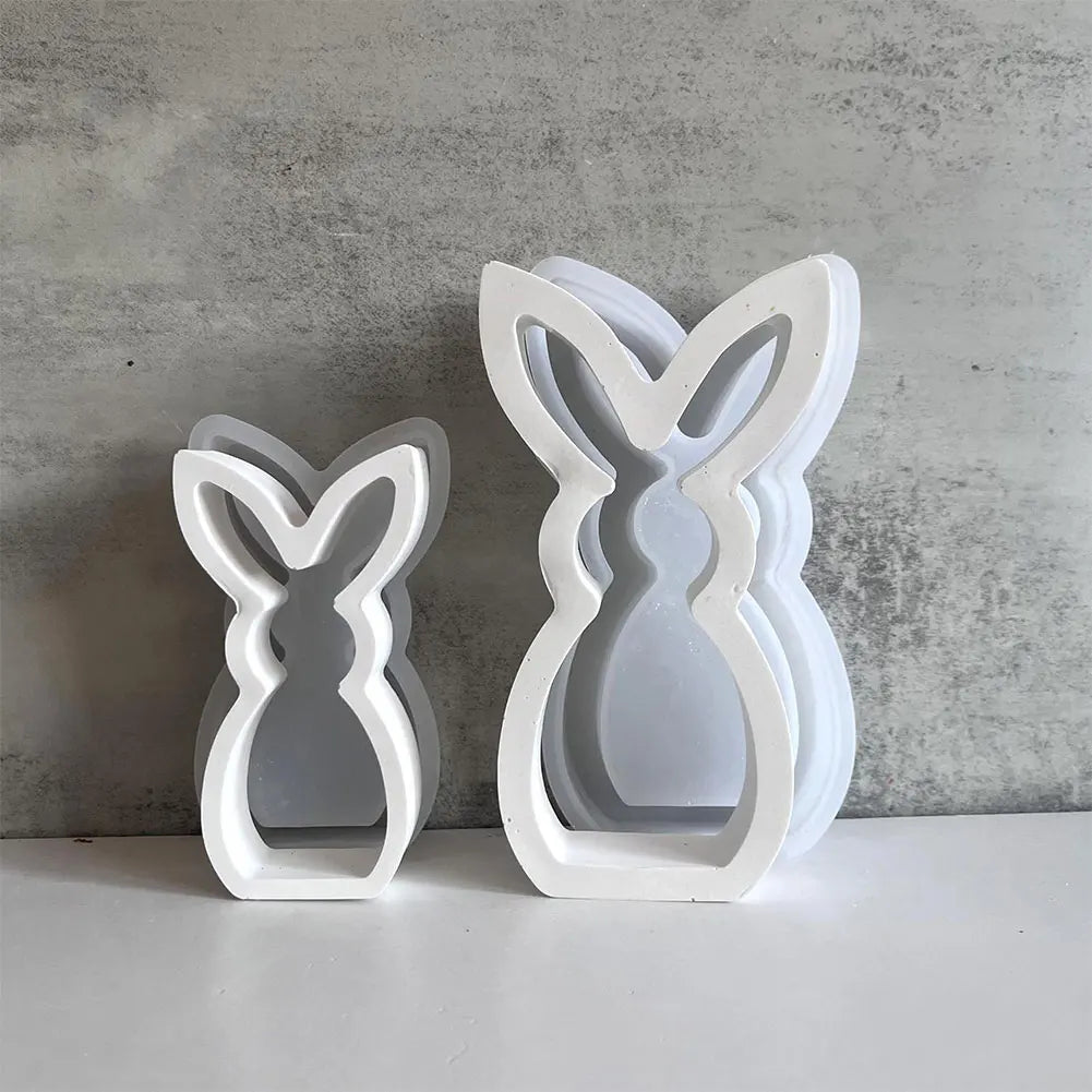 Easter Bunny Concrete Molds Cute Rabbit Gypsum Molds Plaster Mold for Easter Table Decor
