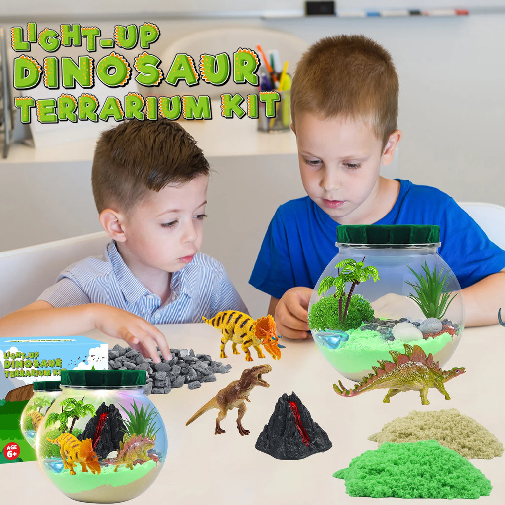 Dinosaur Light-Up Terrarium Kit for Kids Dinosaur Painting Arts and Night Light Crafts Kits for Kids- Birthday Gift for Children
