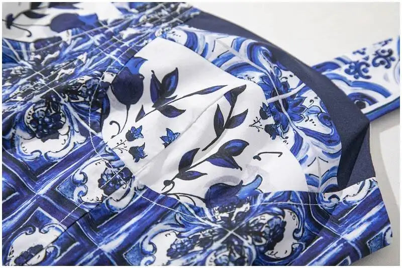 JAMERARY Summer Blue And White Porcelain Flower Printing Floral Long Dress Women Straps Zipper Elastic Backless Midi Vestidos