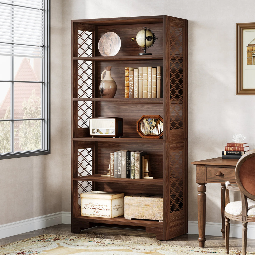 Tribesigns 6-Tier Bookcase, 71 Inches Industrial Bookshelves and Bookcases, Floor Standing 5 Shelf Display Storage Shelves