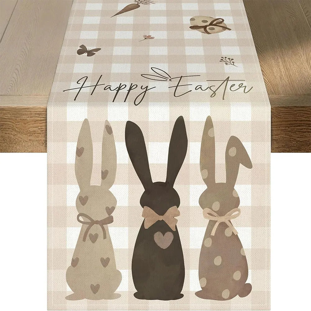 Easter Bunny Linen Table Runner Bunny Dining Table Cloth Placemat Spring Table Runners Easter Bunny Spring Linen Table Runner