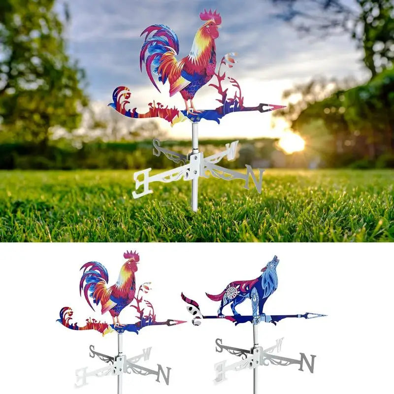 Outdoor Rooster Wind Indicator Colorful Rooster Decorations Animals Garden Weathervanes Wind Spinner for Garden Farmhouse