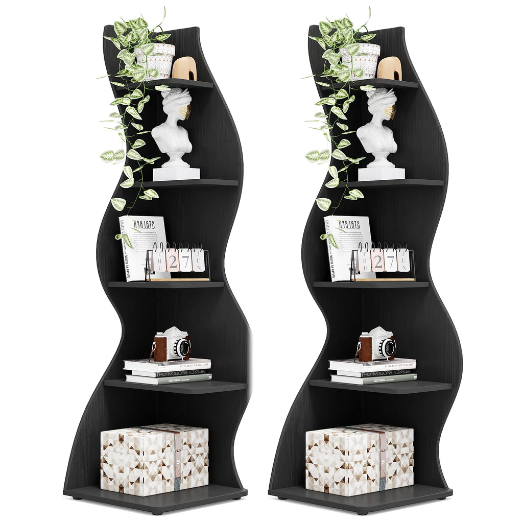 Tribesigns Corner Shelf, Modern 5-Tier Wall Corner Bookshelf, Stylish Corner Small Bookcase Storage Rack Plant Stand