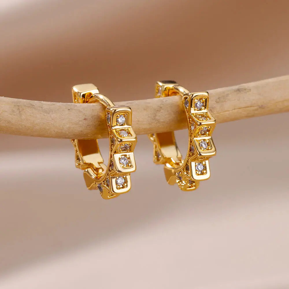 Triangle Zircon Hoop Earrings For Women Stainless Steel Earring Luxury New in Design Wedding 2023 Trending Jewelry aretes mujer