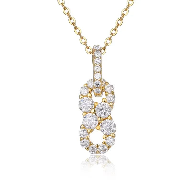 New Fine 925 Pendant Necklace Moissanite Delicate 8 Pendant Iced Out Gold Silver Color Charm For Women Hip Hop Jewelry