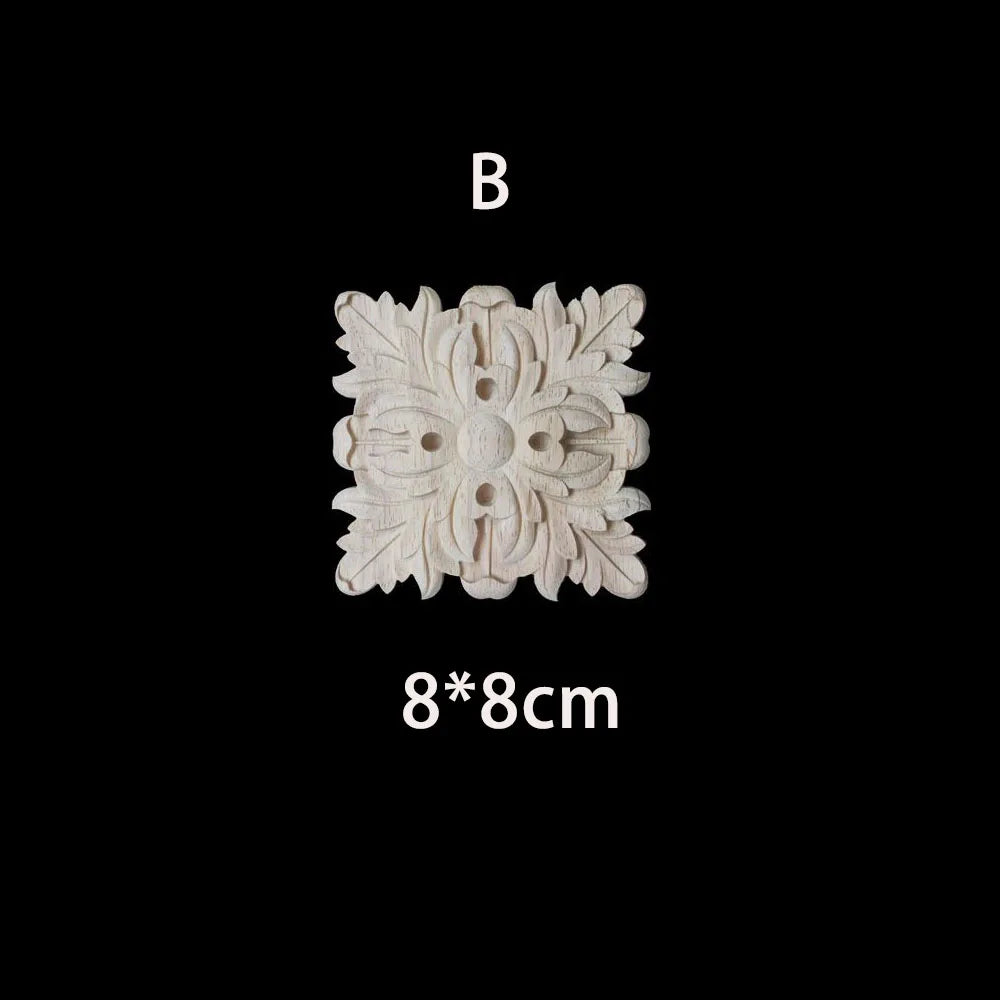 Unique Natural Floral Wood Carved Onlays and Appliques Wood Figurines for Decor Home Decoration Accessories wood furniture decal