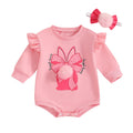 Adorable Easter Bunny Jumpsuit with Matching Headband - Long Sleeve O Neck Romper for Baby Girls
