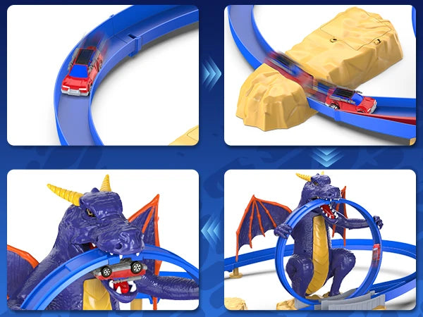 VATOS Dragon Fury Track Cars Set Toy Christmas Gift Dragon Bite The Car Spray Tracks Racing Car Indoor Game 2 Players Kids Boys