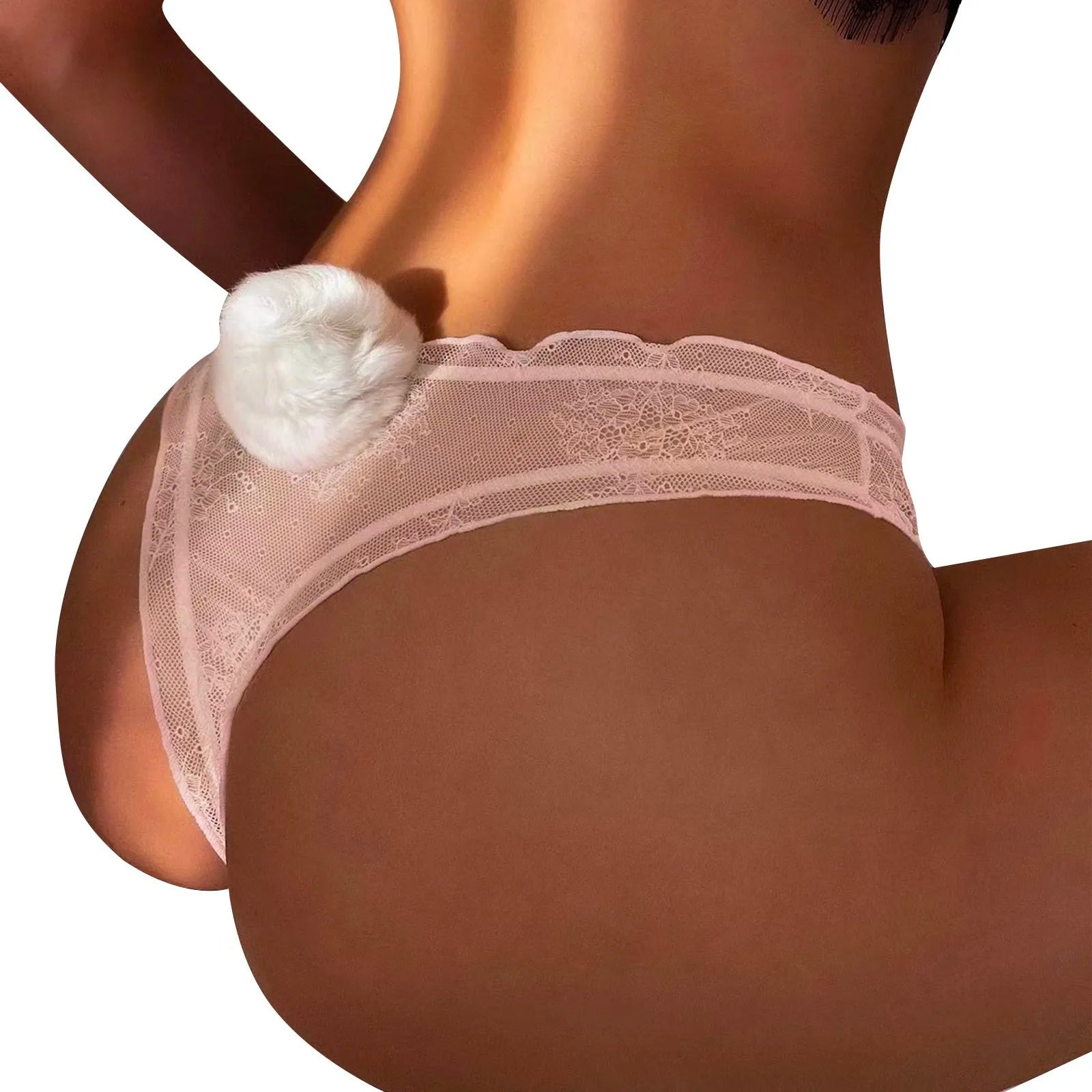 Women Lace Mesh Cotton Thongs Panties Sexy Rabbit Tail Waist Female Underpants Pantys Lingerie Vintage Lingerie for Women