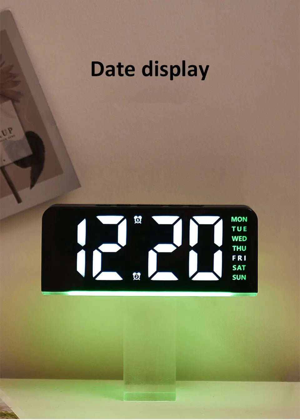 Digital LED Alarm Clock Desktop Table Clock Night Light with Time Temperature Display Backlight Snooze Clock Modern Decor
