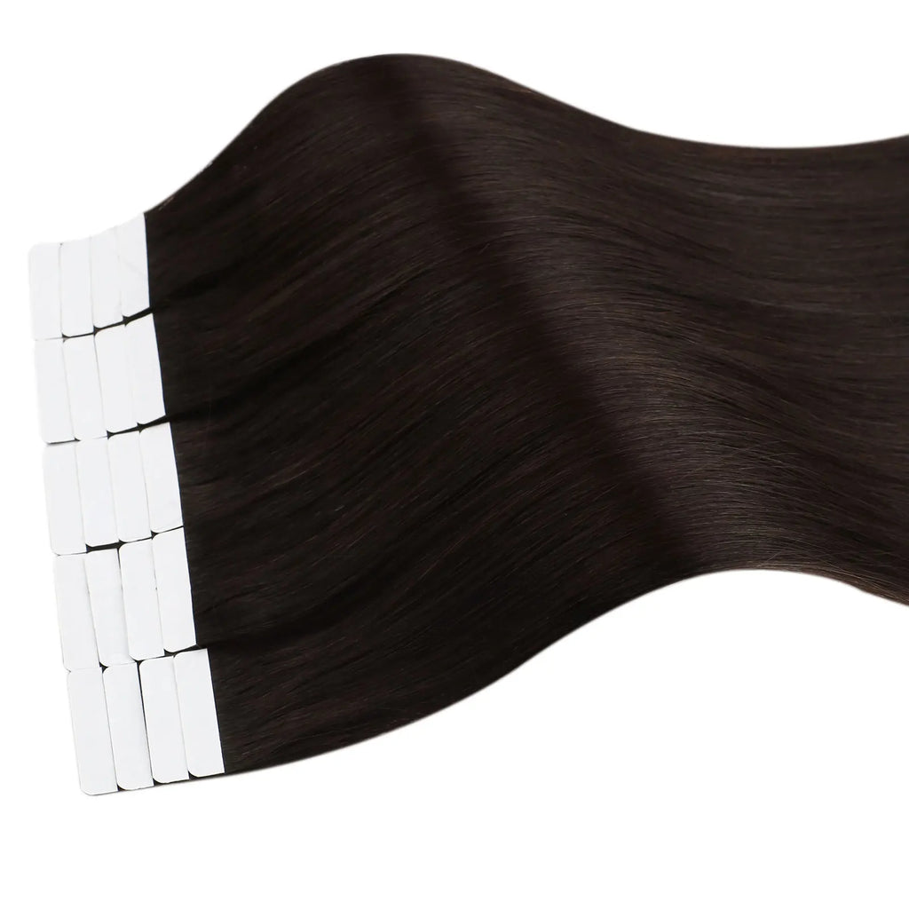 Ugeat Human Hair Tape in Extensions Brown Hair Extensions Real Human Hair Dark Brown Remy Hair Invisible Double Sided
