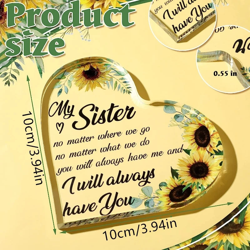 Sunflower Friendship Gift. Acrylic bestie or sister present for birthdays & thank yous.