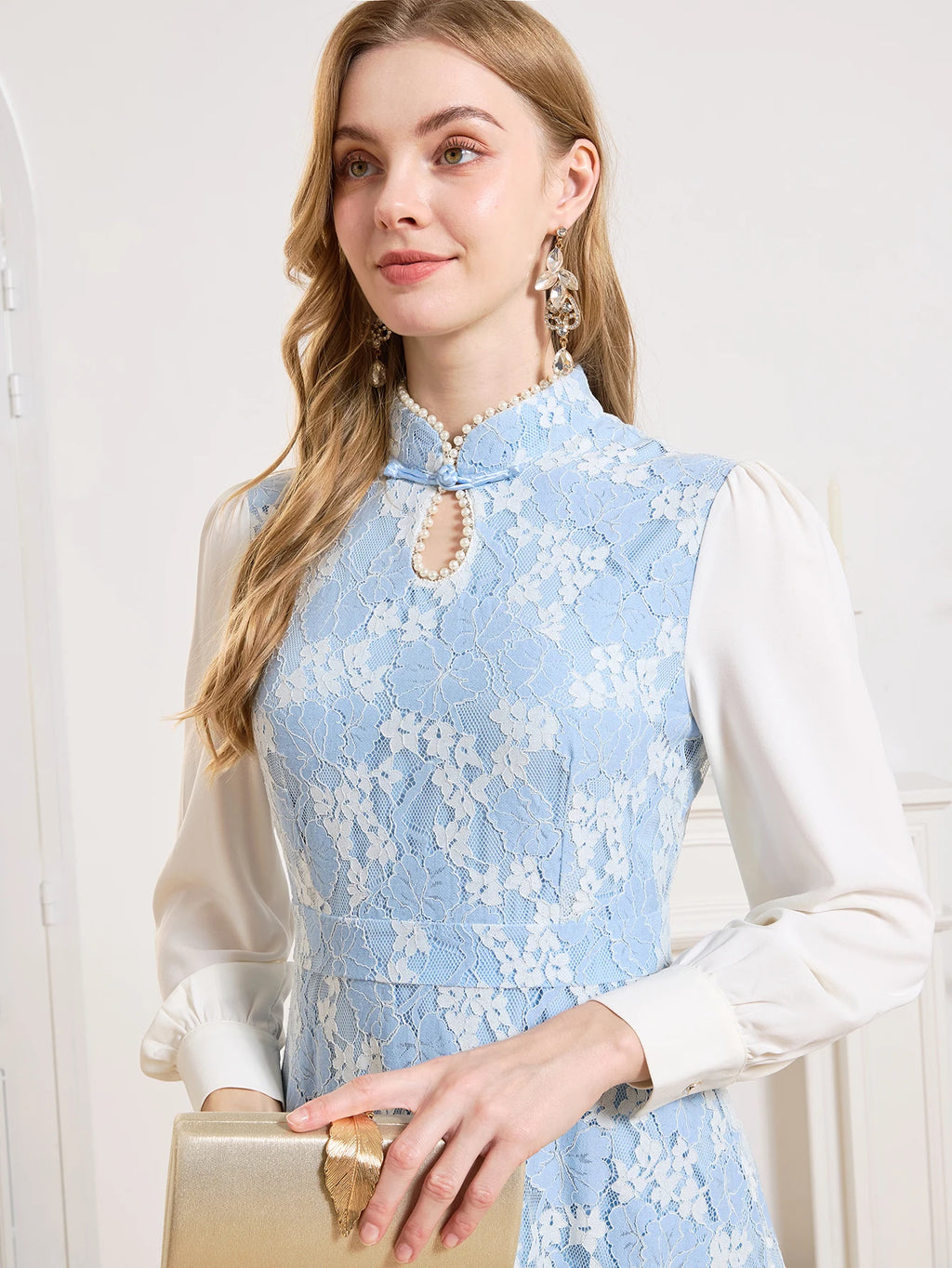 DEVCHATA Elegant Women Dress Spring Summer Luxurious Lace Party Dresses Long Sleeve Lady Formal Evening clothing