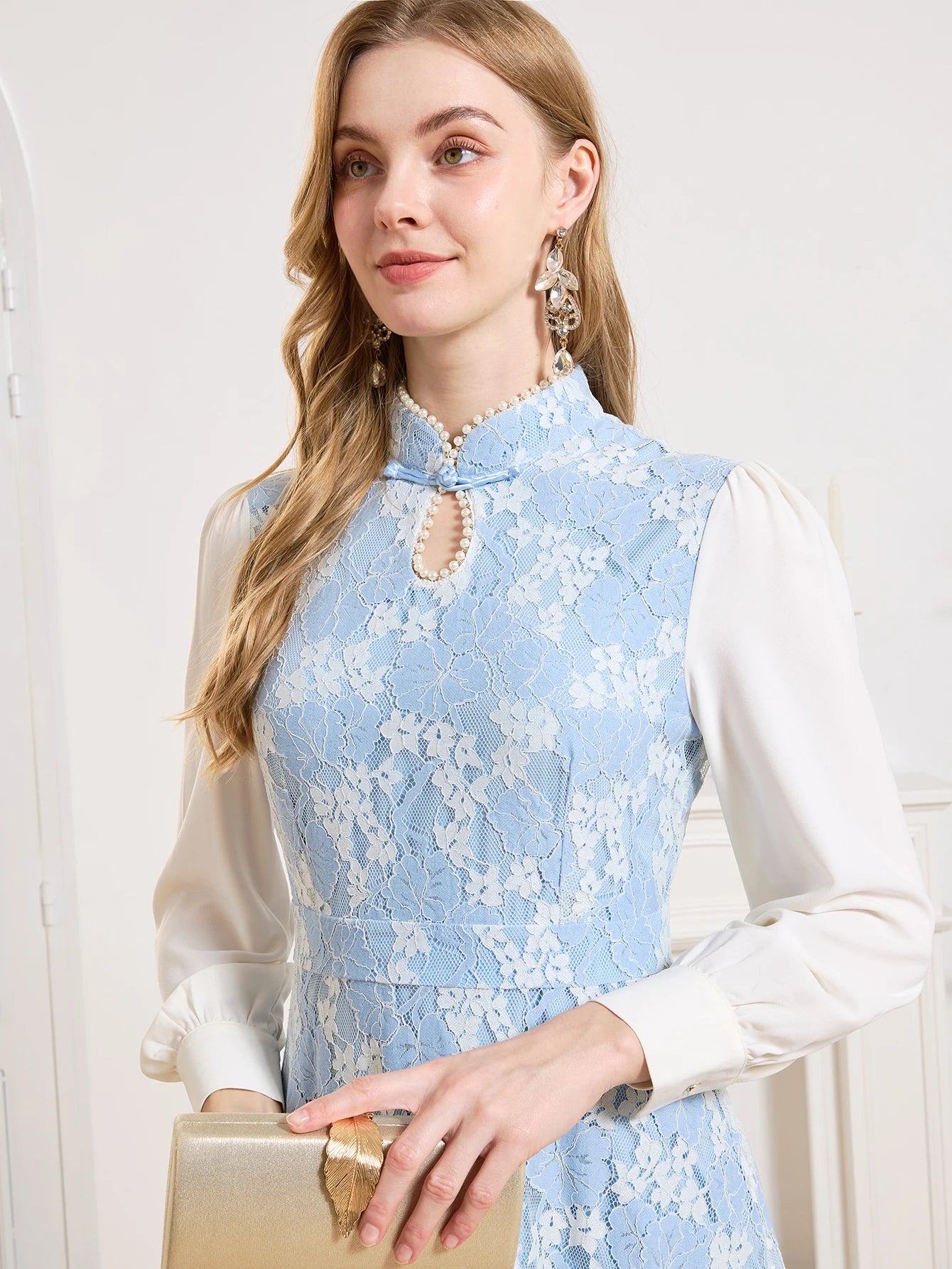 DEVCHATA Elegant Women Dress Spring Summer Luxurious Lace Party Dresses Long Sleeve Lady Formal Evening clothing