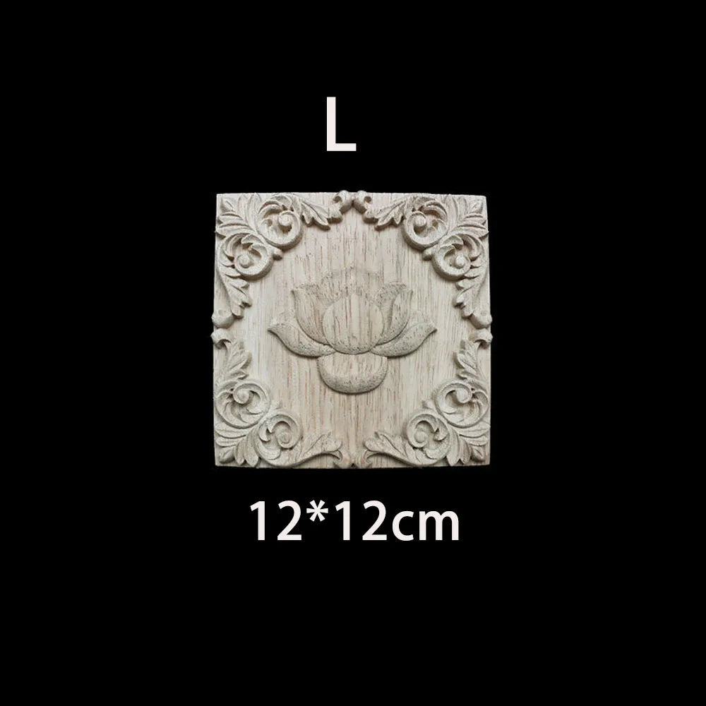 Unique Natural Floral Wood Carved Onlays and Appliques Wood Figurines for Decor Home Decoration Accessories wood furniture decal