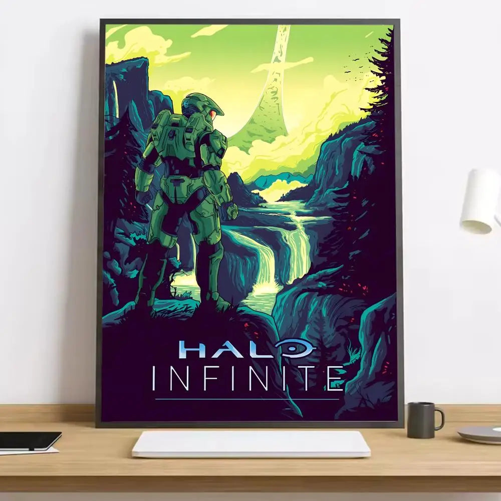 Game H-Halo Cool I-InfiniteS Painting Calligraphy HD Canvas Poster living room bedroom bar aesthetic decoration