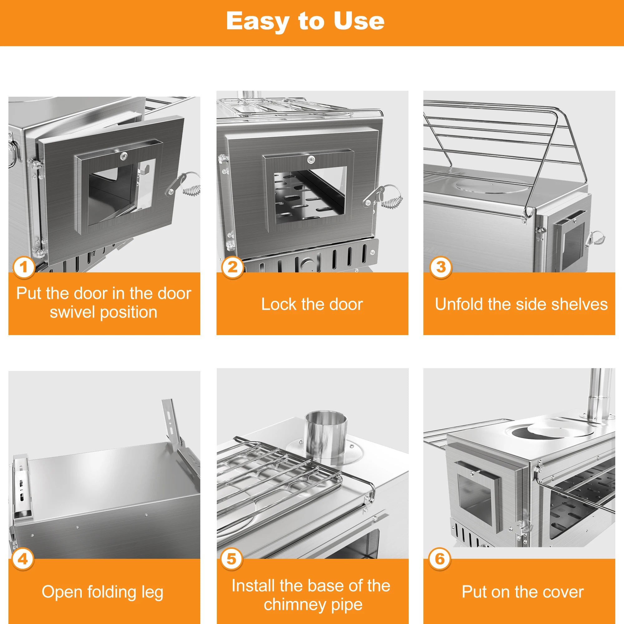 Wisfor Portable Hot Tent Stove,Wood Burning Stove for Camping, Tent Stove With View Glass, Large Stainless Steel Camping Stove