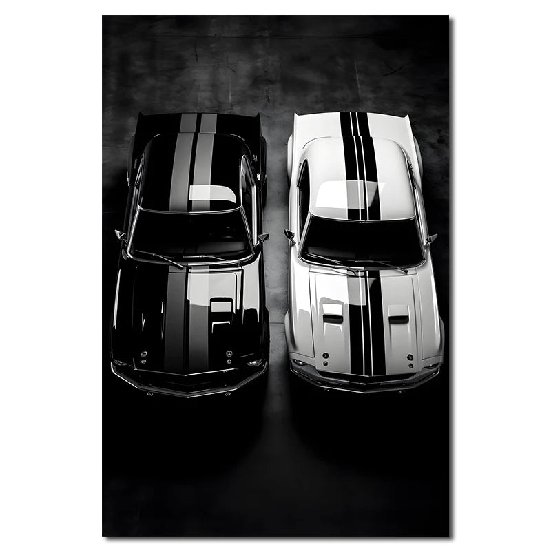Retro Luxury Car Canvas Wall Painting Poster Vintage Black and White Car Decoration Mural Modern Home Room Decor Birthday Gift