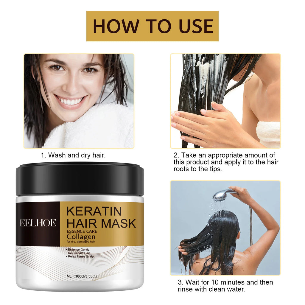 Magical Hair Mask Softens Frizz Repairs Damage Fine Hair Anti-loss Smooth Shiny Hair For Dry Damaged Hair Deep Moisturizing