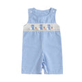 Adorable Toddler Girls Easter Outfits Bunny Print Sleeveless Rompers Plaid Overalls Jumpsuits with Carrot Embroidery