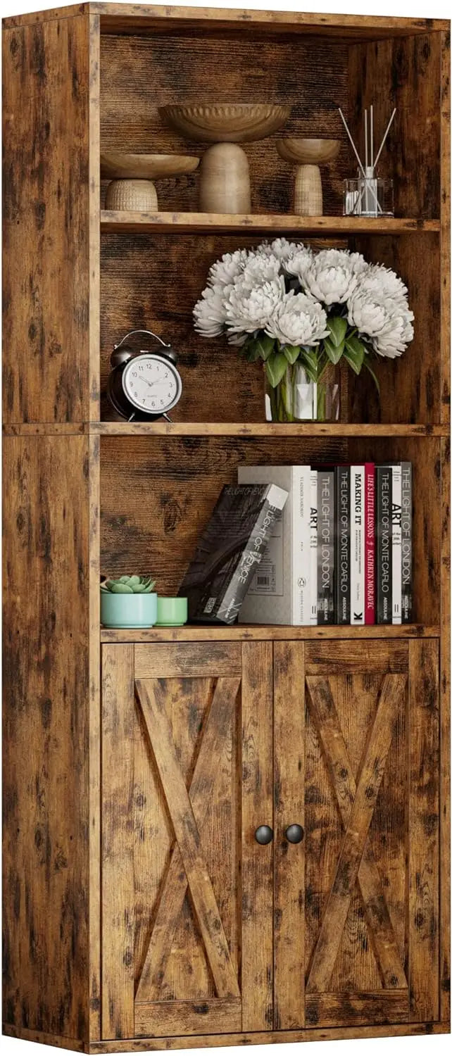 IRONCK Industrial Bookshelves and Bookcases with Doors 11.8 in Depth Floor Standing 5 Shelf Display Storage Bookcase Shelves