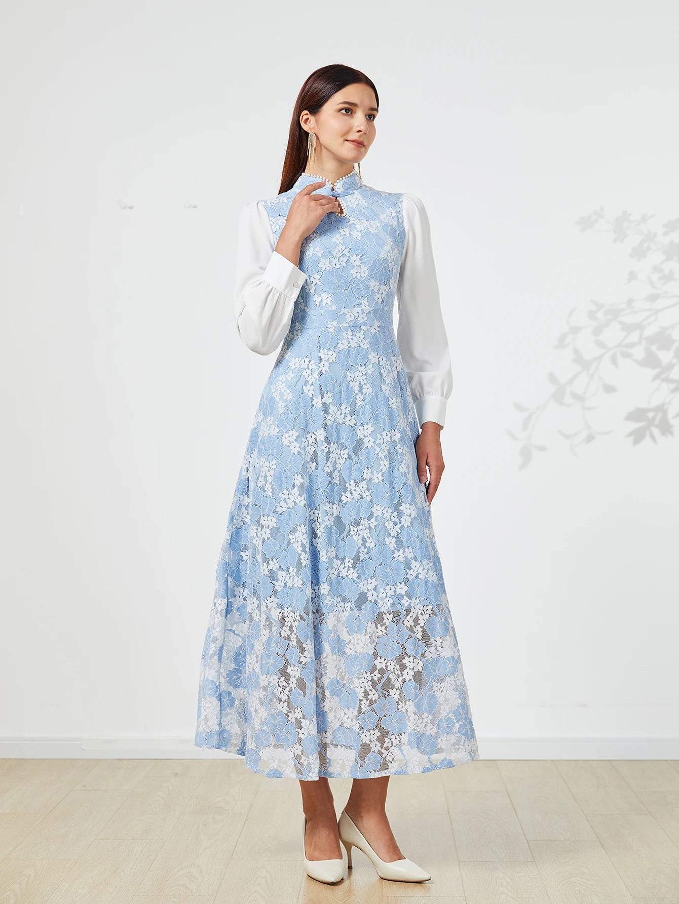 DEVCHATA Elegant Women Dress Spring Summer Luxurious Lace Party Dresses Long Sleeve Lady Formal Evening clothing