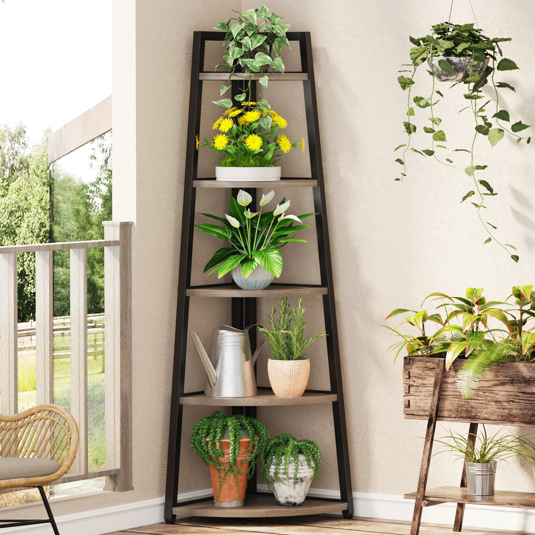 Tribesigns Bookcase Corner Book Shelf Rack Wood Bookshelf Storage Shelves