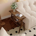 Solid Wood End Table,2-Tier Side Table with Storage Shelf, Wooden Modern Accent Slim Bedside Table for Sofa,Living Room, Bedroom