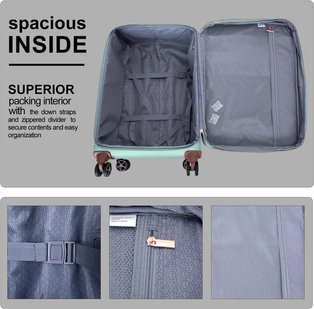 Travelhouse 4 Piece Luggage Set Softside Expandable Lightweight Suitcase with Double Spinner Wheels