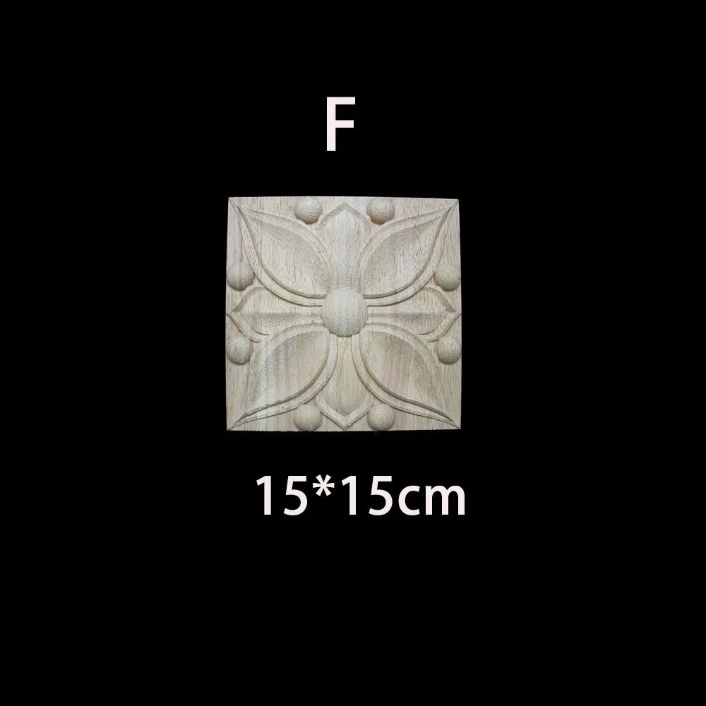 Unique Natural Floral Wood Carved Onlays and Appliques Wood Figurines for Decor Home Decoration Accessories wood furniture decal