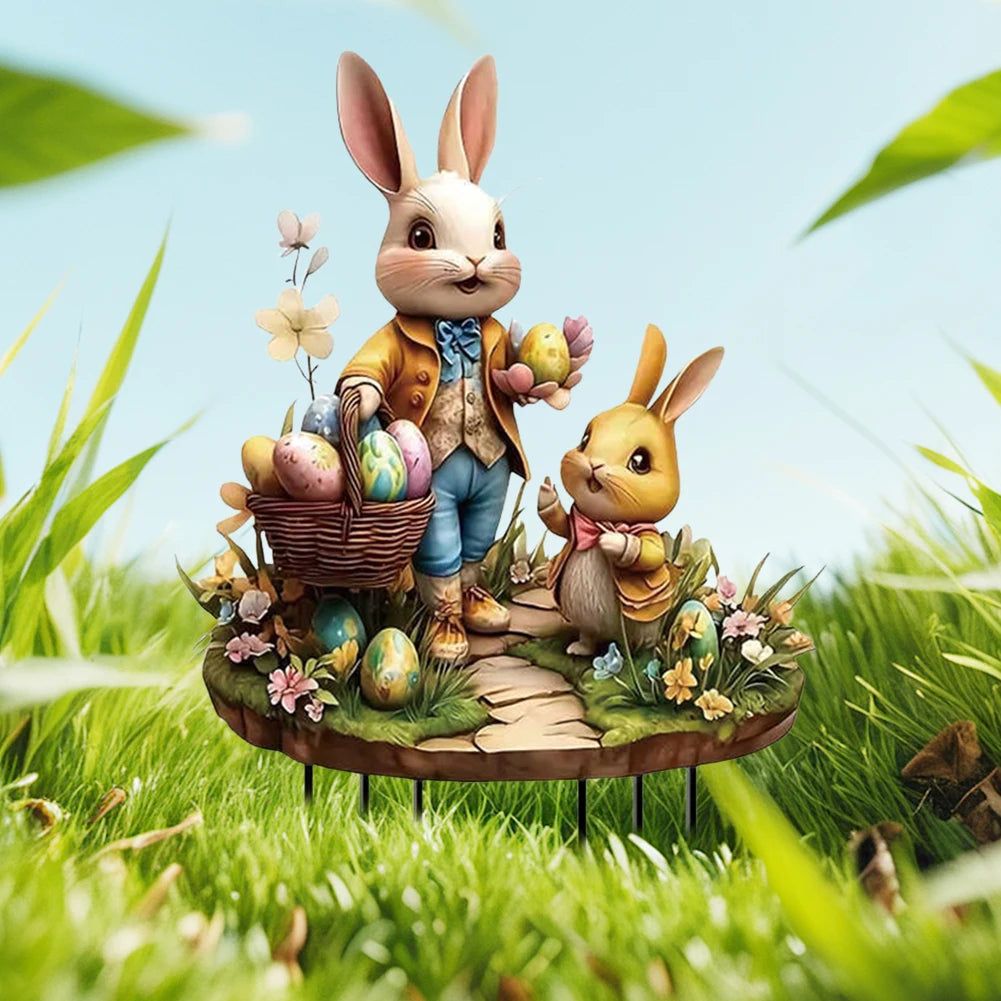 Easter Acrylic Garden Stake Decoration Multi-Function Yard Ornaments Waterproof Courtyard Statue for Outdoor Decoration