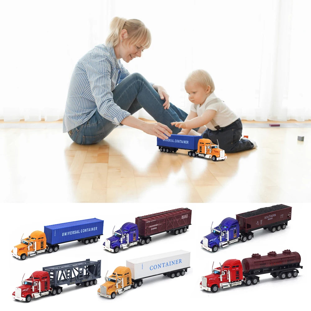 1:50 Large Diecast Alloy Truck Car Model Toys Simulation Oil Truck Tank Container Pull Back Transport Vehicle Model Toy For Kids