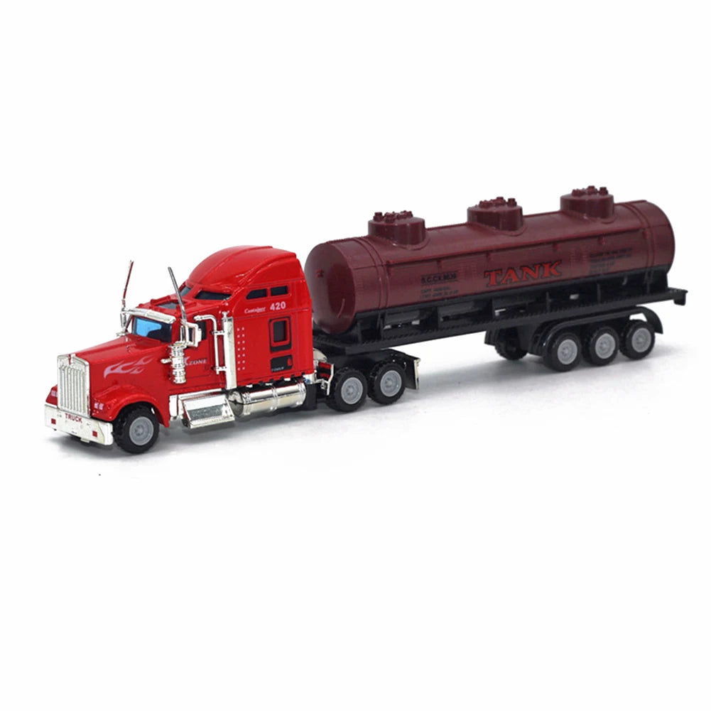 1:50 Large Diecast Alloy Truck Car Model Toys Simulation Oil Truck Tank Container Pull Back Transport Vehicle Model Toy For Kids